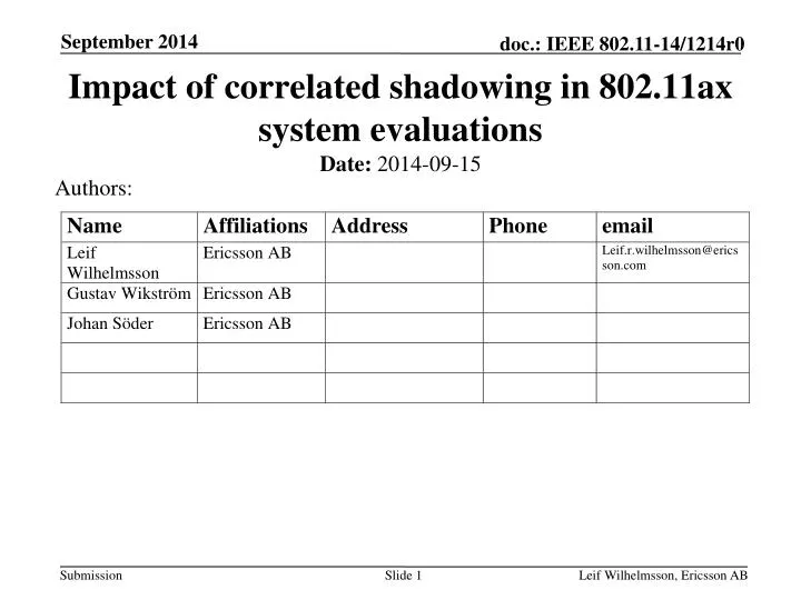 impact of correlated shadowing in 802 11ax system evaluations