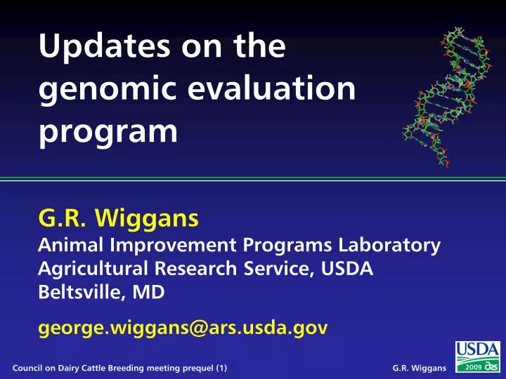 updates on the genomic evaluation program