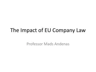 The Impact of EU Company Law