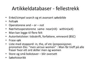 artikkeldatabaser fellestrekk