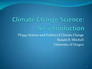 Climate Change Science: An introduction