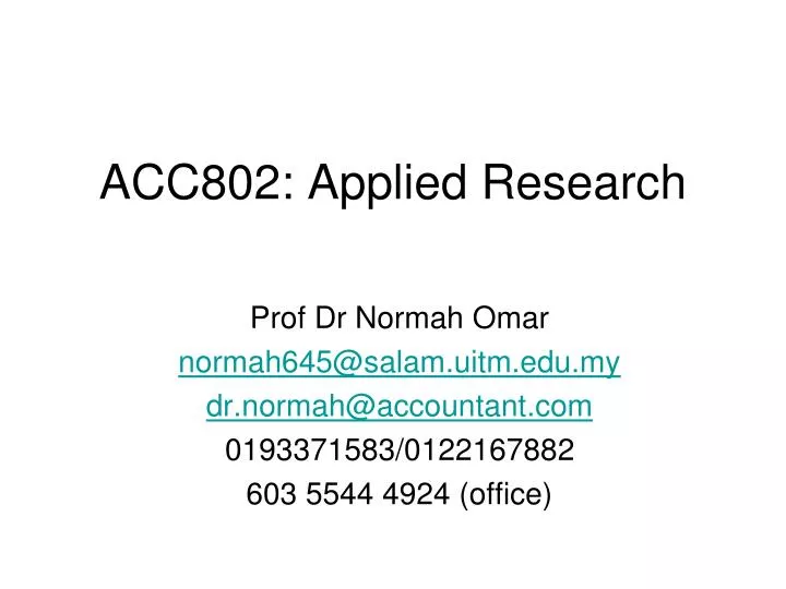 acc802 applied research