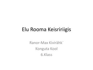 elu rooma keisririigis