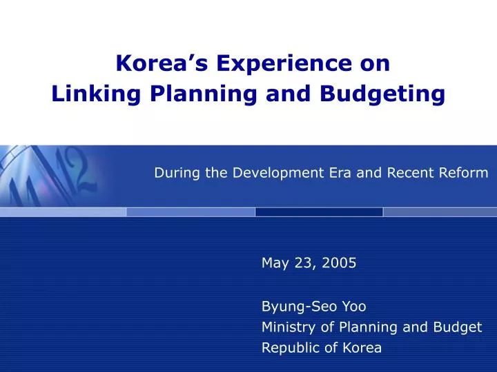 korea s experience on linking planning and budgeting