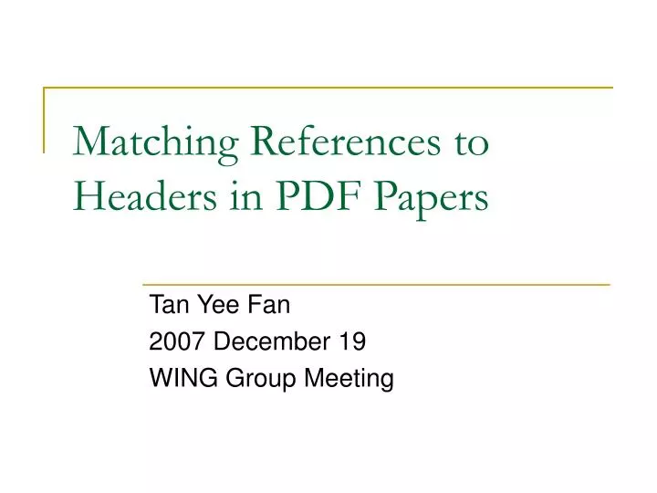 matching references to headers in pdf papers