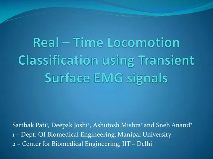 real time locomotion classification using transient surface emg signals