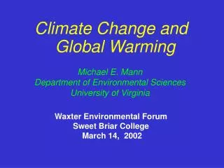 Climate Change and Global Warming