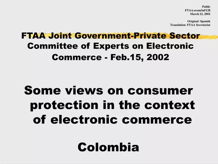 ftaa joint government private sector committee of experts on electronic commerce feb 15 2002