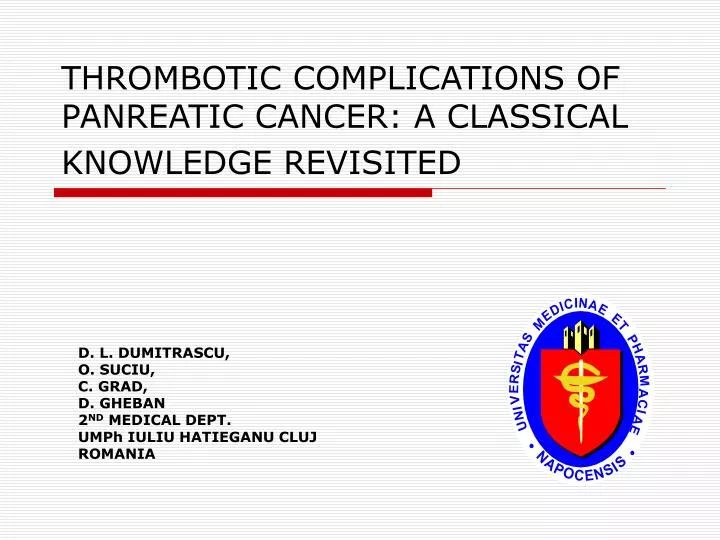 thrombotic complications of panreatic cancer a classical knowledge revisited