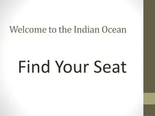 Welcome to the Indian Ocean