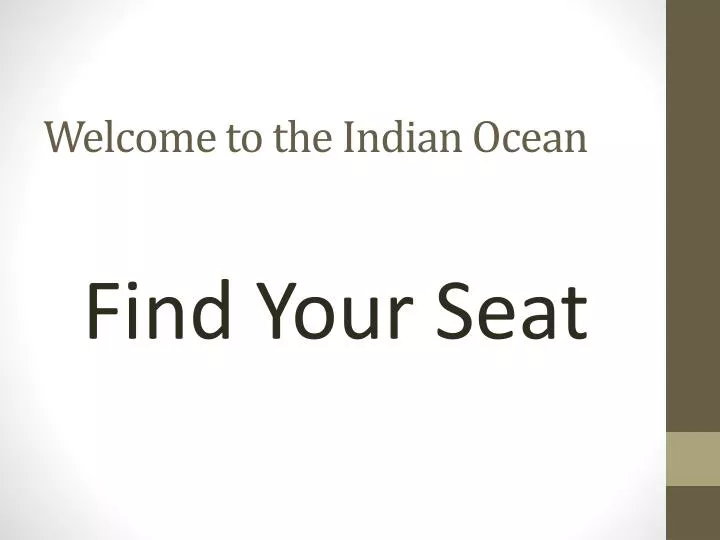 welcome to the indian ocean