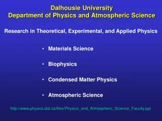 Dalhousie University Department of Physics and Atmospheric Science