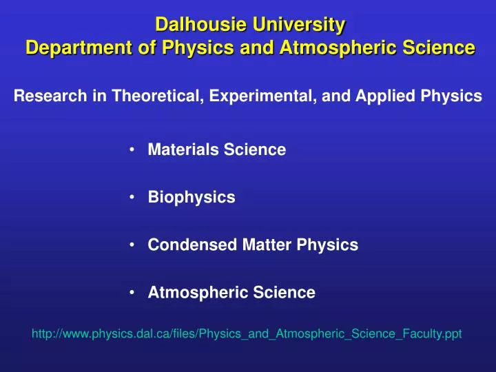 dalhousie university department of physics and atmospheric science