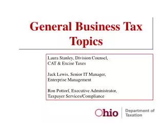 General Business Tax Topics