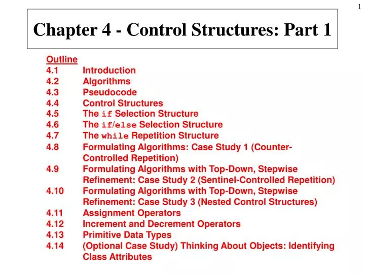 chapter 4 control structures part 1