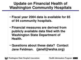 Update on Financial Health of Washington Community Hospitals