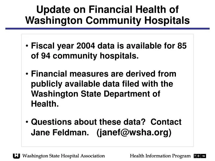 update on financial health of washington community hospitals