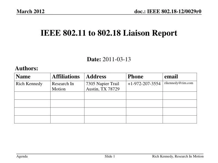 ieee 802 11 to 802 18 liaison report