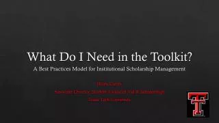 What Do I Need in the Toolkit?