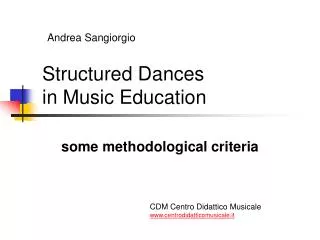 Structured Dances in Music Education