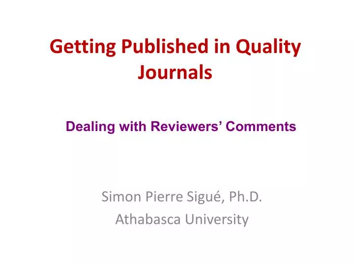 getting published in quality journals