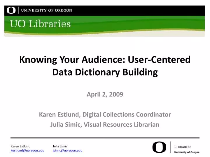 knowing your audience user centered data dictionary building