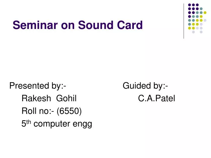 seminar on sound card