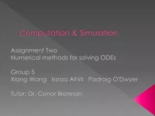 Computation &amp; Simulation