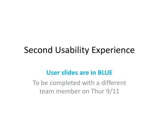 Second Usability Experience