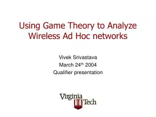 using game theory to analyze wireless ad hoc networks