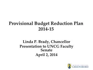 Provisional Budget Reduction Plan 2014-15