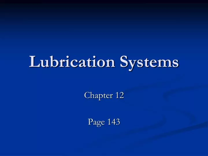 lubrication systems