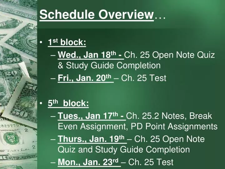 schedule overview