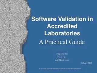 Software Validation in Accredited Laboratories