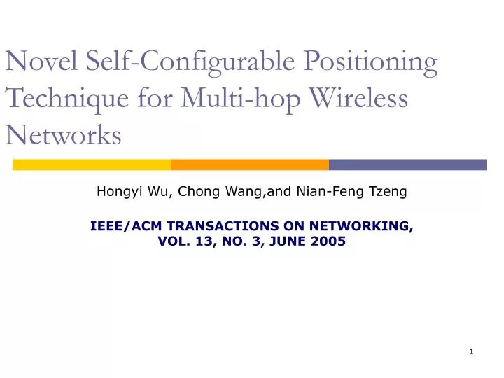 novel self configurable positioning technique for multi hop wireless networks