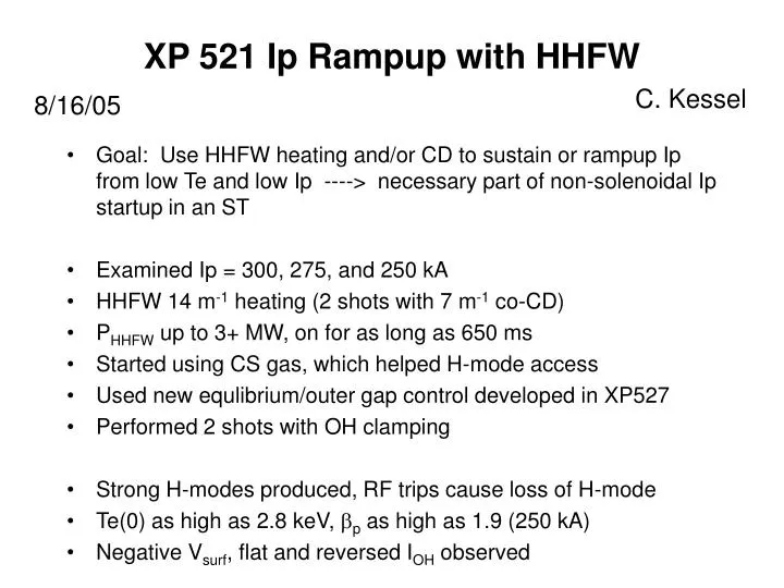 xp 521 ip rampup with hhfw