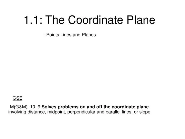 1 1 the coordinate plane