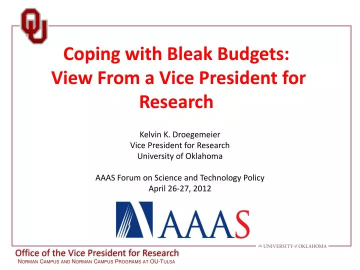 coping with bleak budgets view from a vice president for research