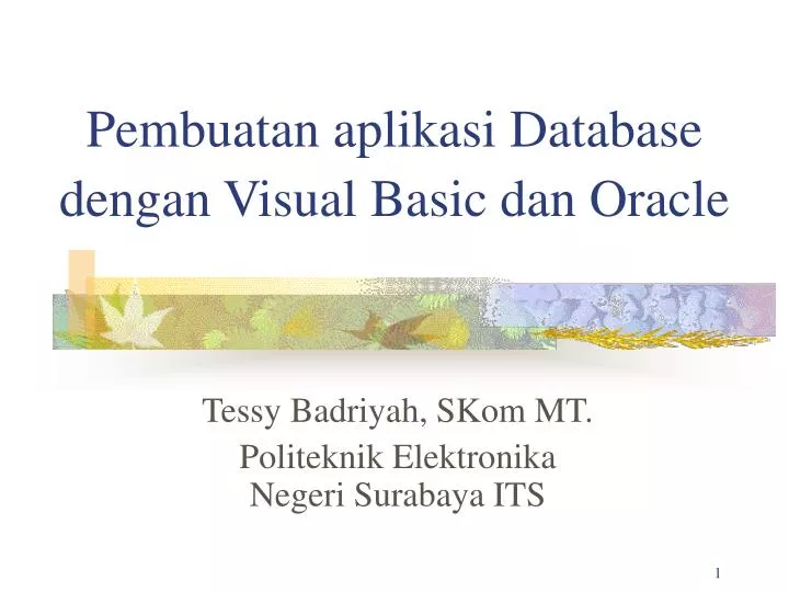 pembuatan aplikasi database dengan visual basic dan oracle