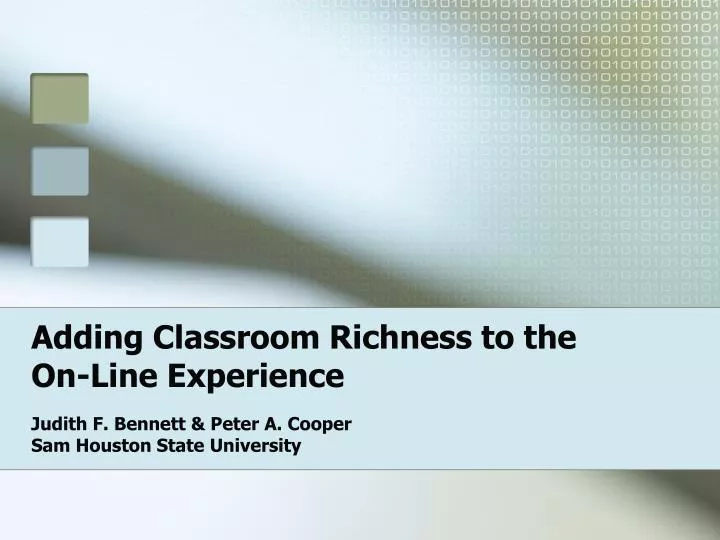 adding classroom richness to the on line experience