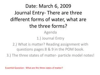 Agenda 1.) Journal Entry