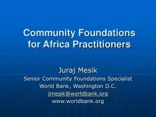Community Foundations for Africa Practitioners