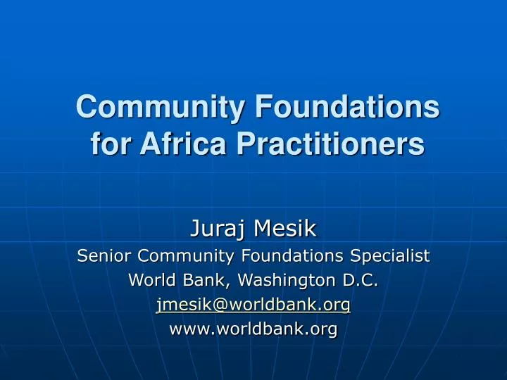 community foundations for africa practitioners