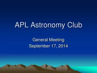 APL Astronomy Club
