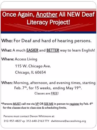 Once Again, Another All NEW Deaf Literacy Project!