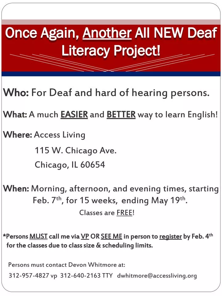 once again another all new deaf literacy project
