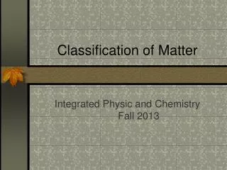 Classification of Matter