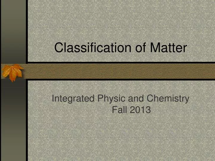 classification of matter