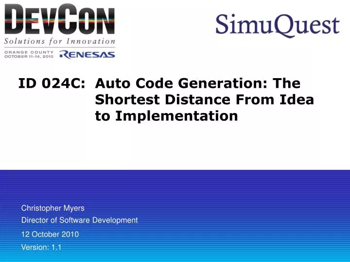 id 024c auto code generation the shortest distance from idea to implementation