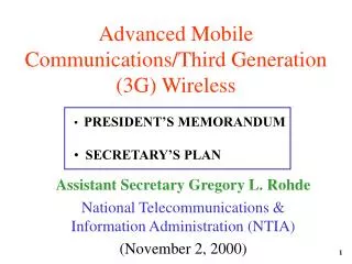 Advanced Mobile Communications/Third Generation (3G) Wireless